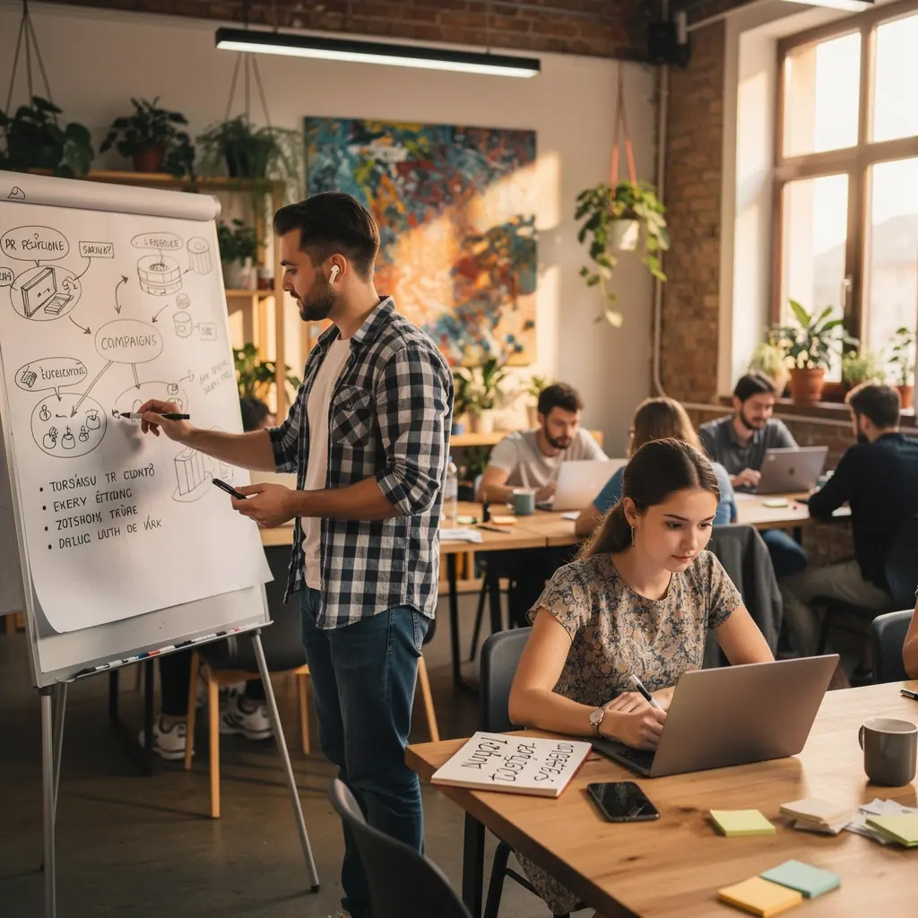 Obrázek úspěšné tiskové konference s prezentací produktu.